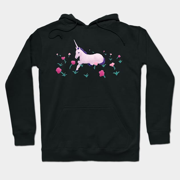 Unicorn Resting in Roses Hoodie by Annelie